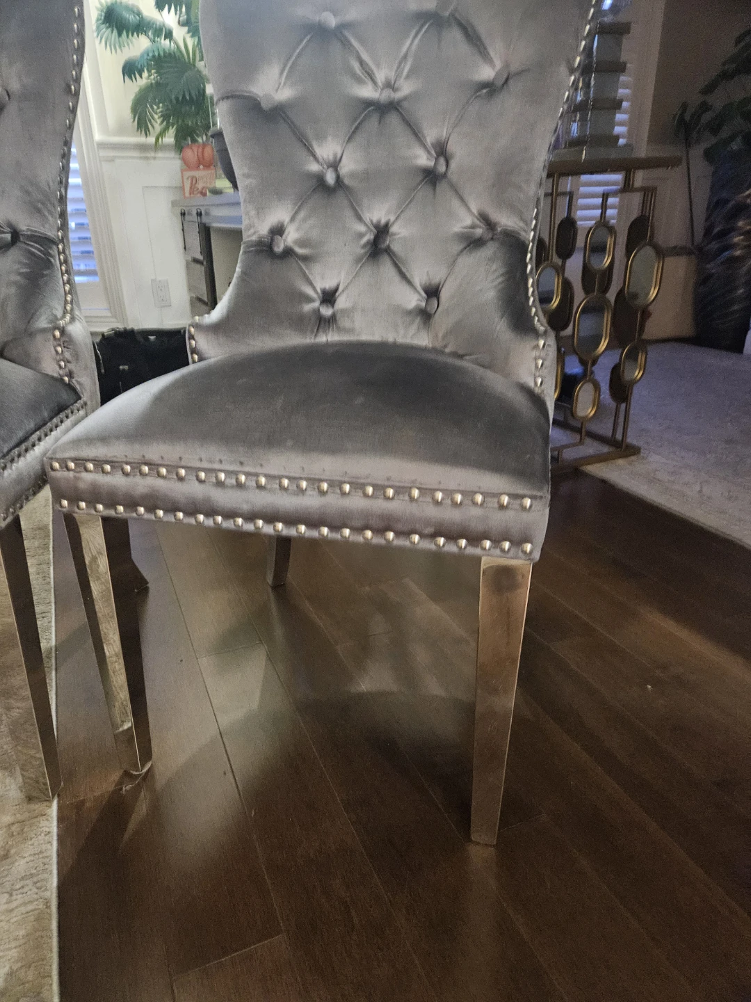 6 Tufted Velvet Dining Chairs   each $180 - photo 2