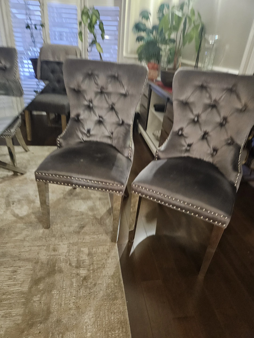 6 Tufted Velvet Dining Chairs   each $180 - photo 3