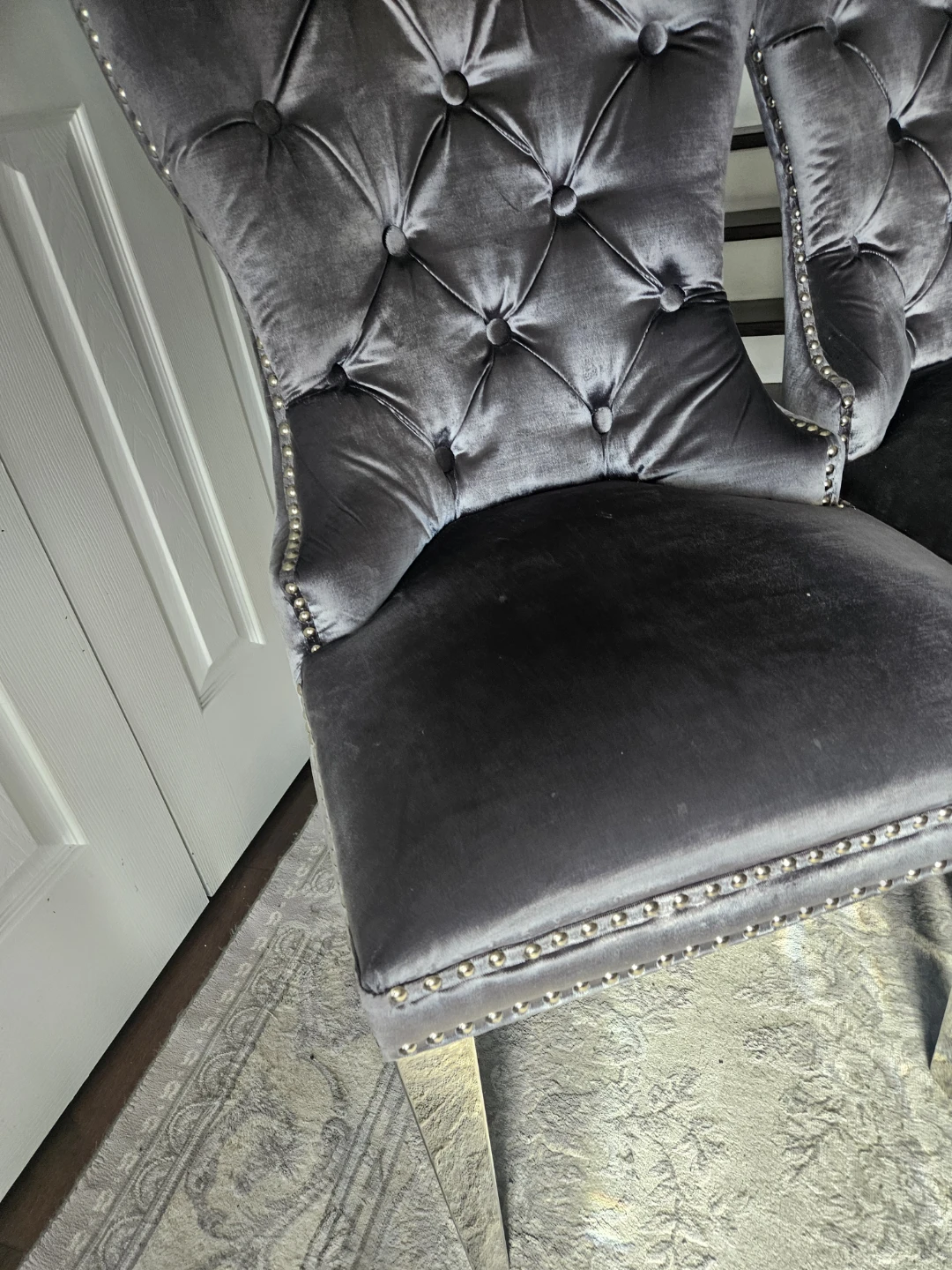 6 Tufted Velvet Dining Chairs   each $180 - photo 4