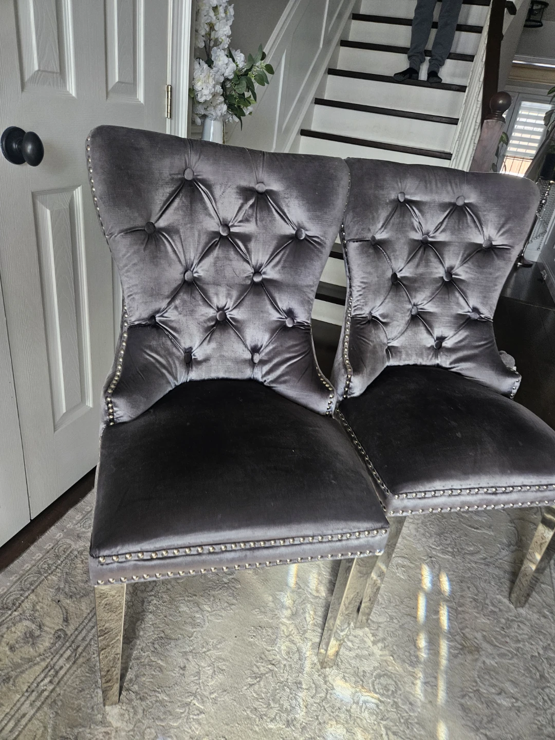 6 Tufted Velvet Dining Chairs   each $180 - photo 5
