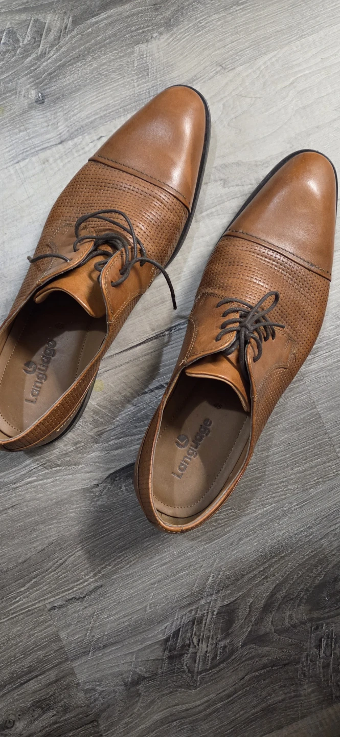 Language Brown Leather Oxford Dress Shoes - Size 12