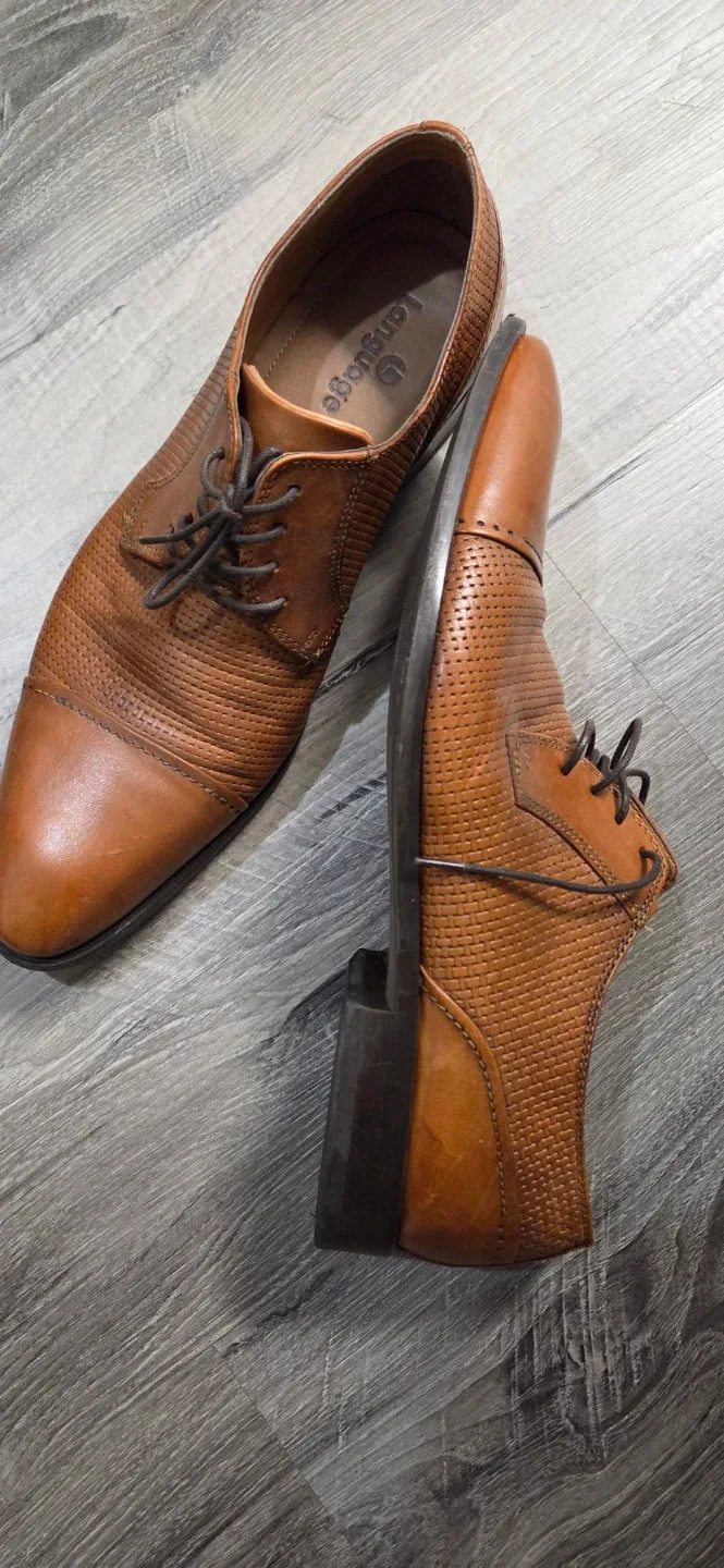 Language Brown Leather Oxford Dress Shoes - Size 12 - photo 2