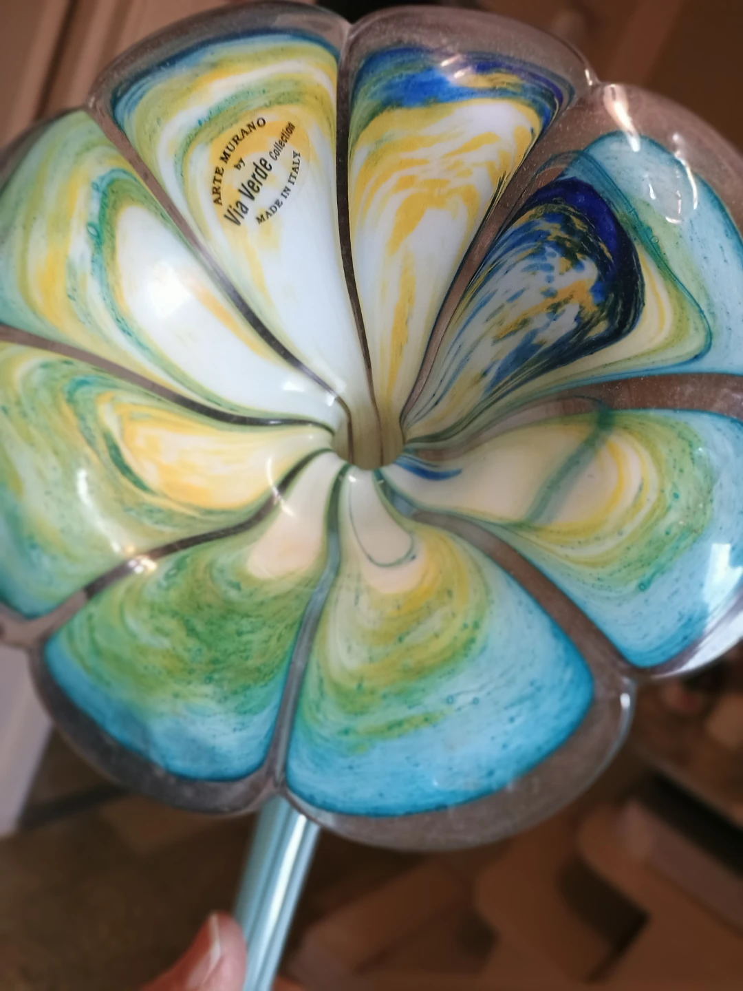 Via Verde Murano Glass Flower Sculpture