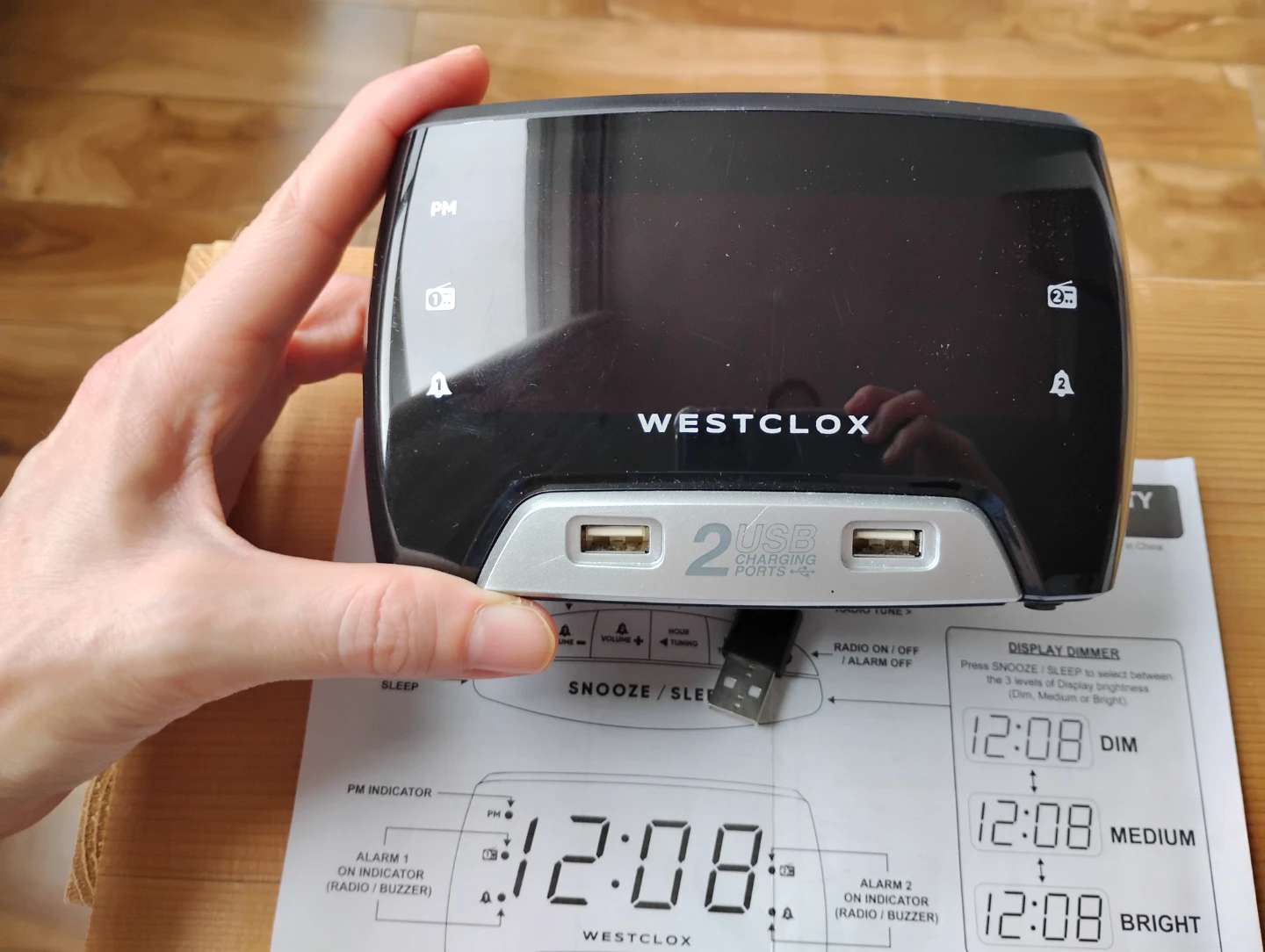 Westclox #80227CN Digital Alarm Clock with 2 USB Charging Ports