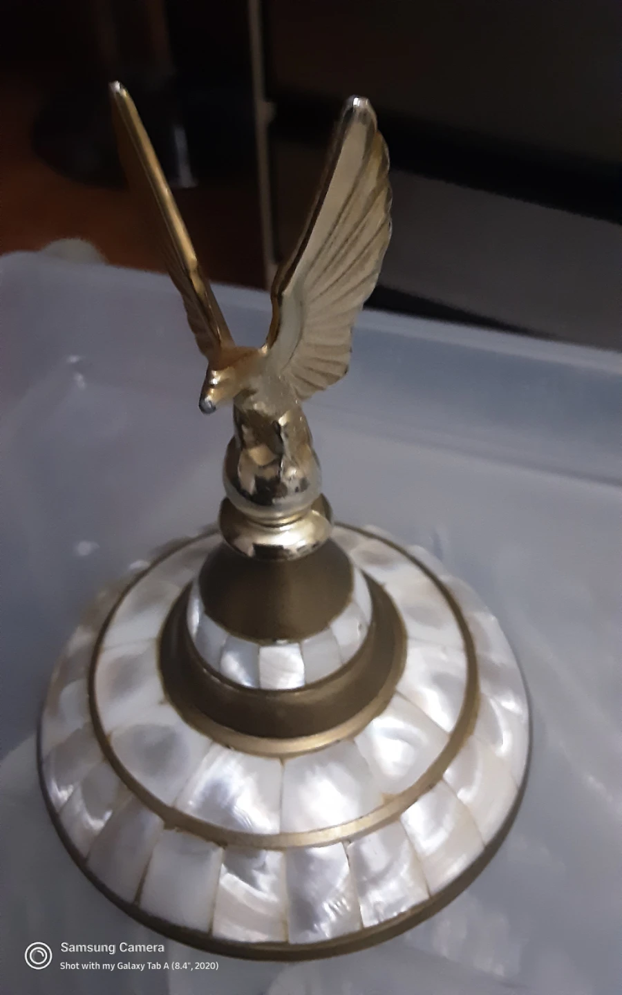 Brass and Mother of Pearl Eagle Figurine - photo 2