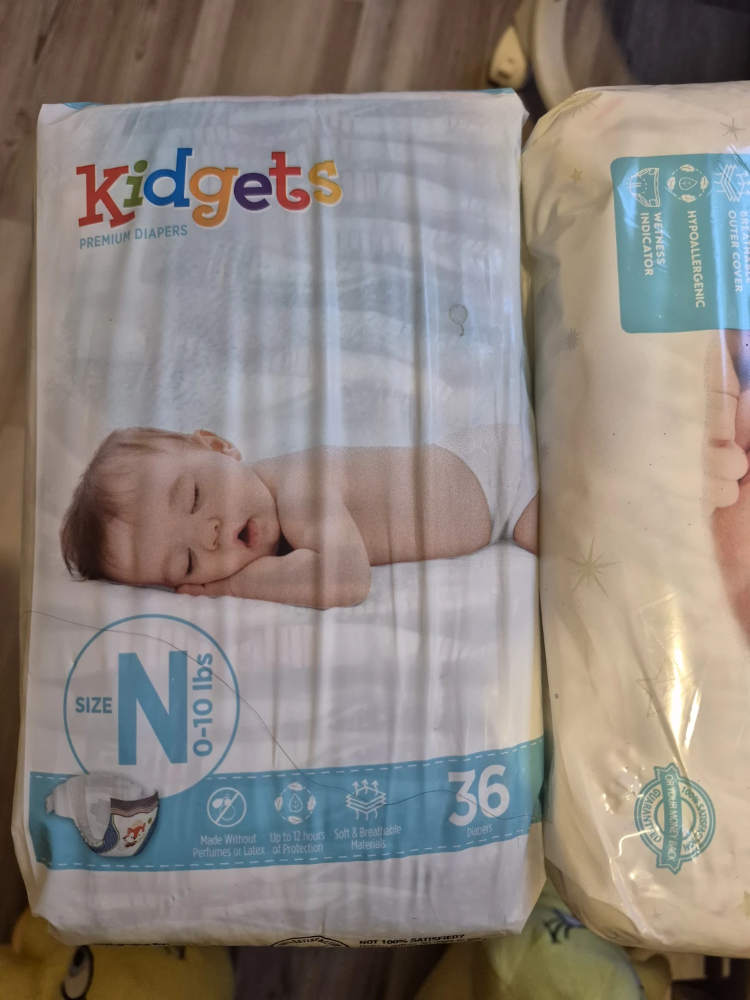 Kidgets Premium Diapers Size N (0-10 lbs) - 72 Count