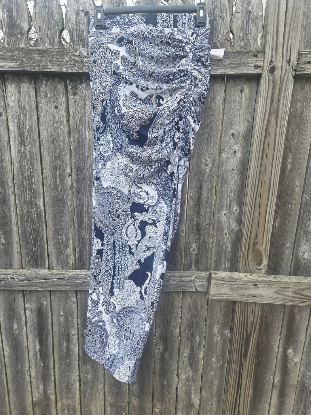 Women's Paisley Print Ruched Maxi Skirt