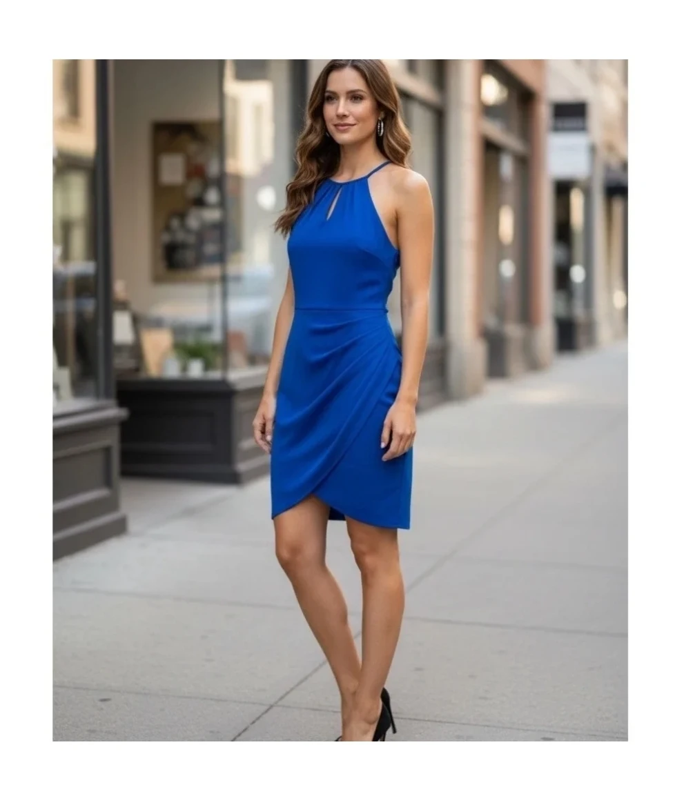 Guess Royal Blue Keyhole Halter Sheath Cocktail‎ Dress - photo 2