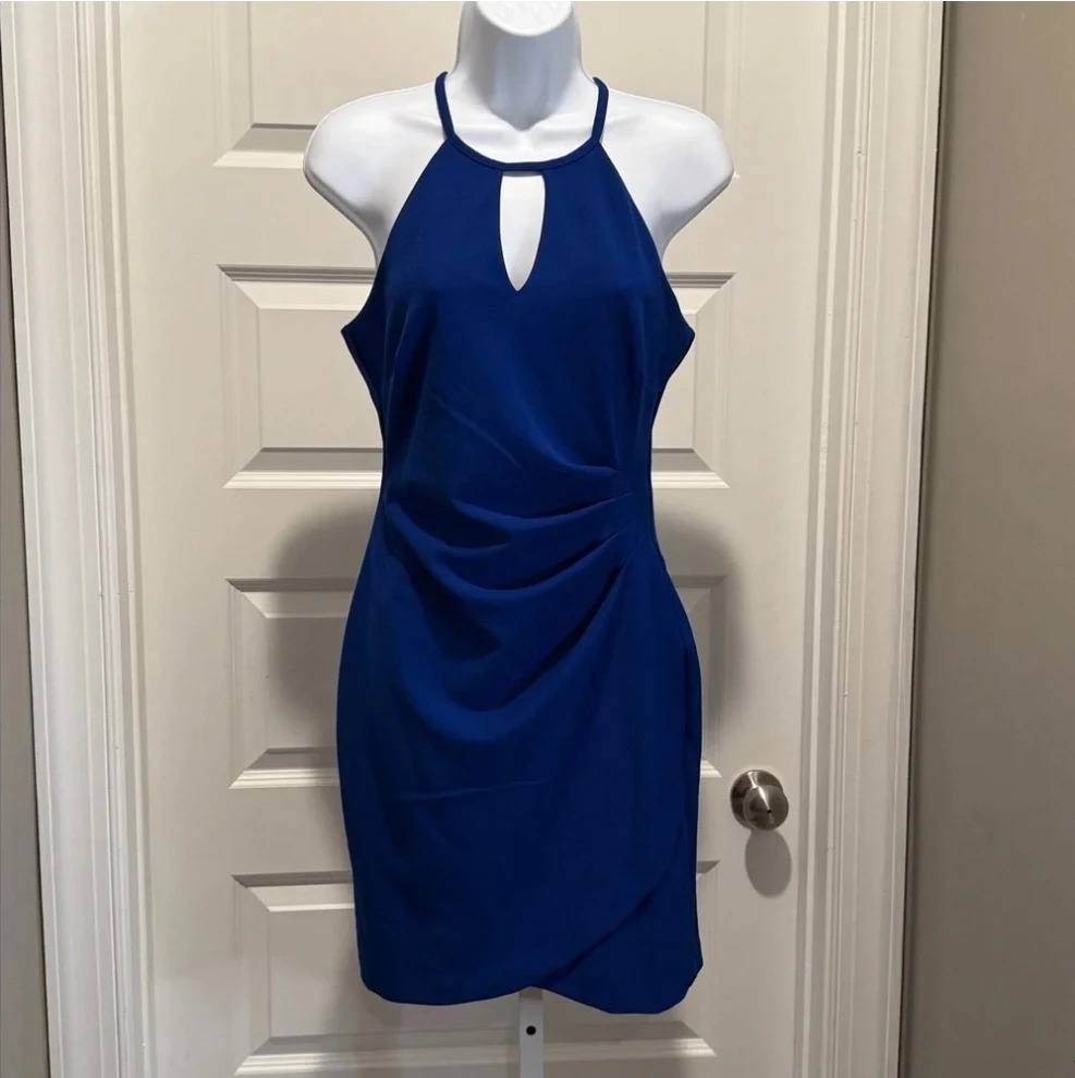 Guess Royal Blue Keyhole Halter Sheath Cocktail‎ Dress - photo 3