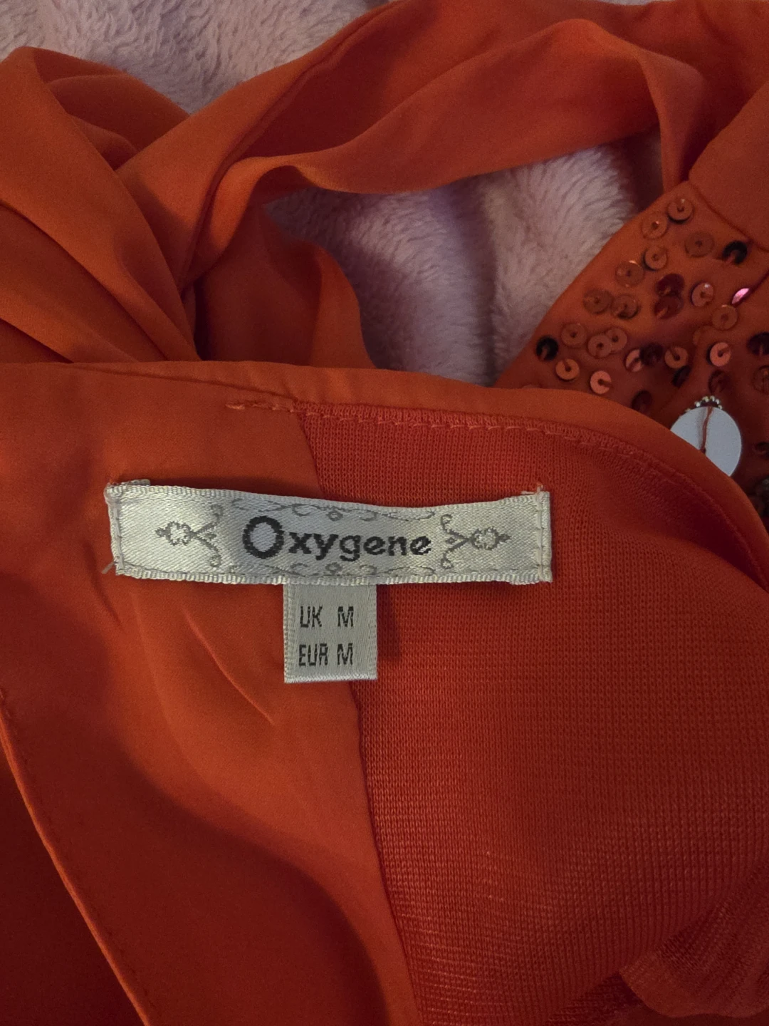 Oxygene Orange Embellished Dress - Size Medium - photo 2