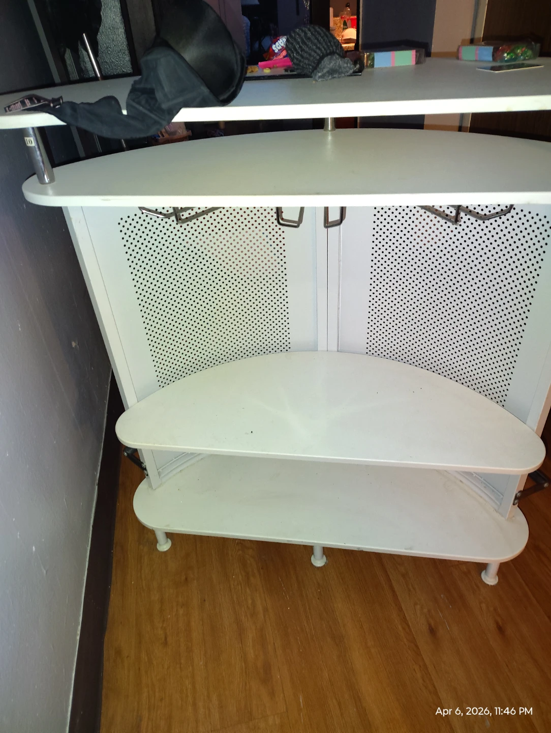 White Corner Bar Stand with Shelving