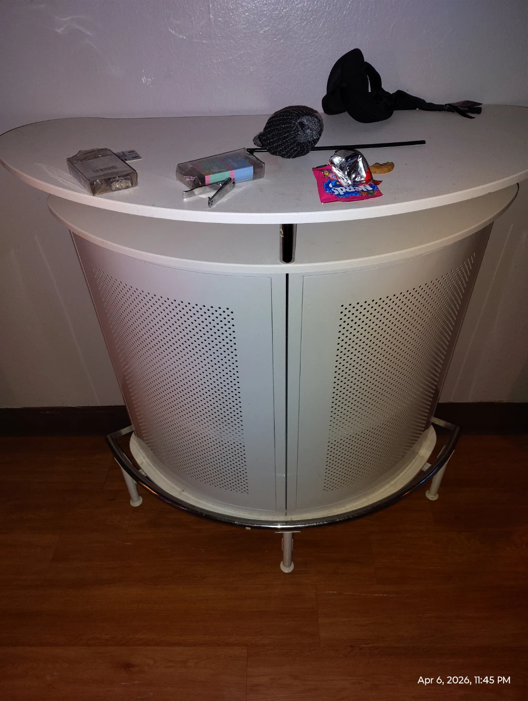 White Corner Bar Stand with Shelving - photo 2