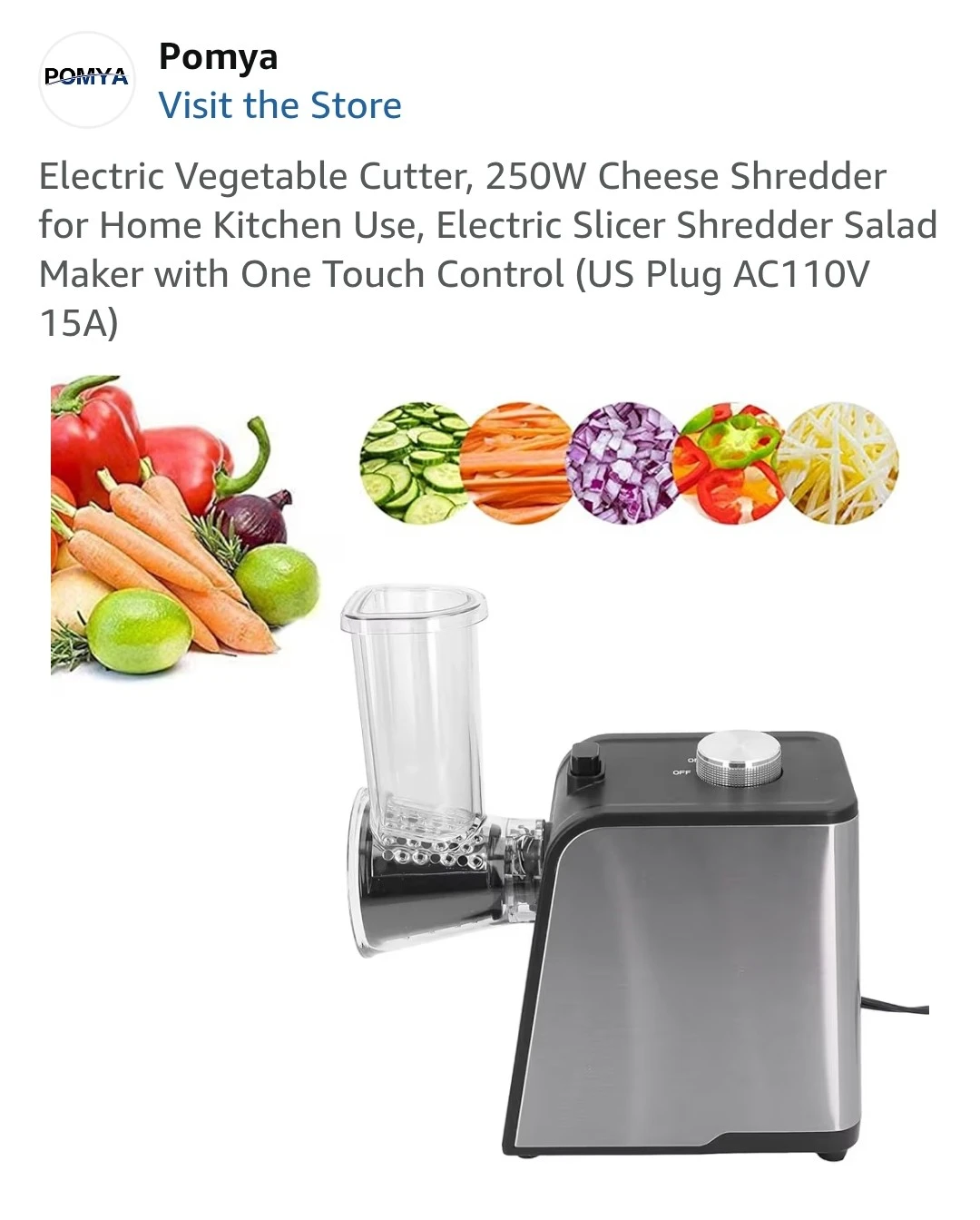 Pomya Electric Vegetable Cutter Cheese Shredder 250W - photo 2