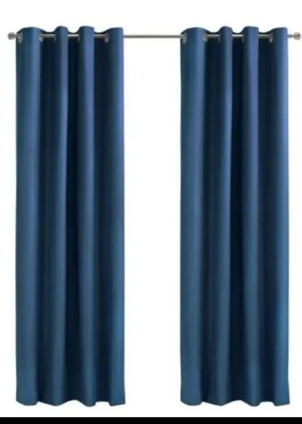 Blue Patterned Pillow and Solid Blue Curtains Set - photo 2