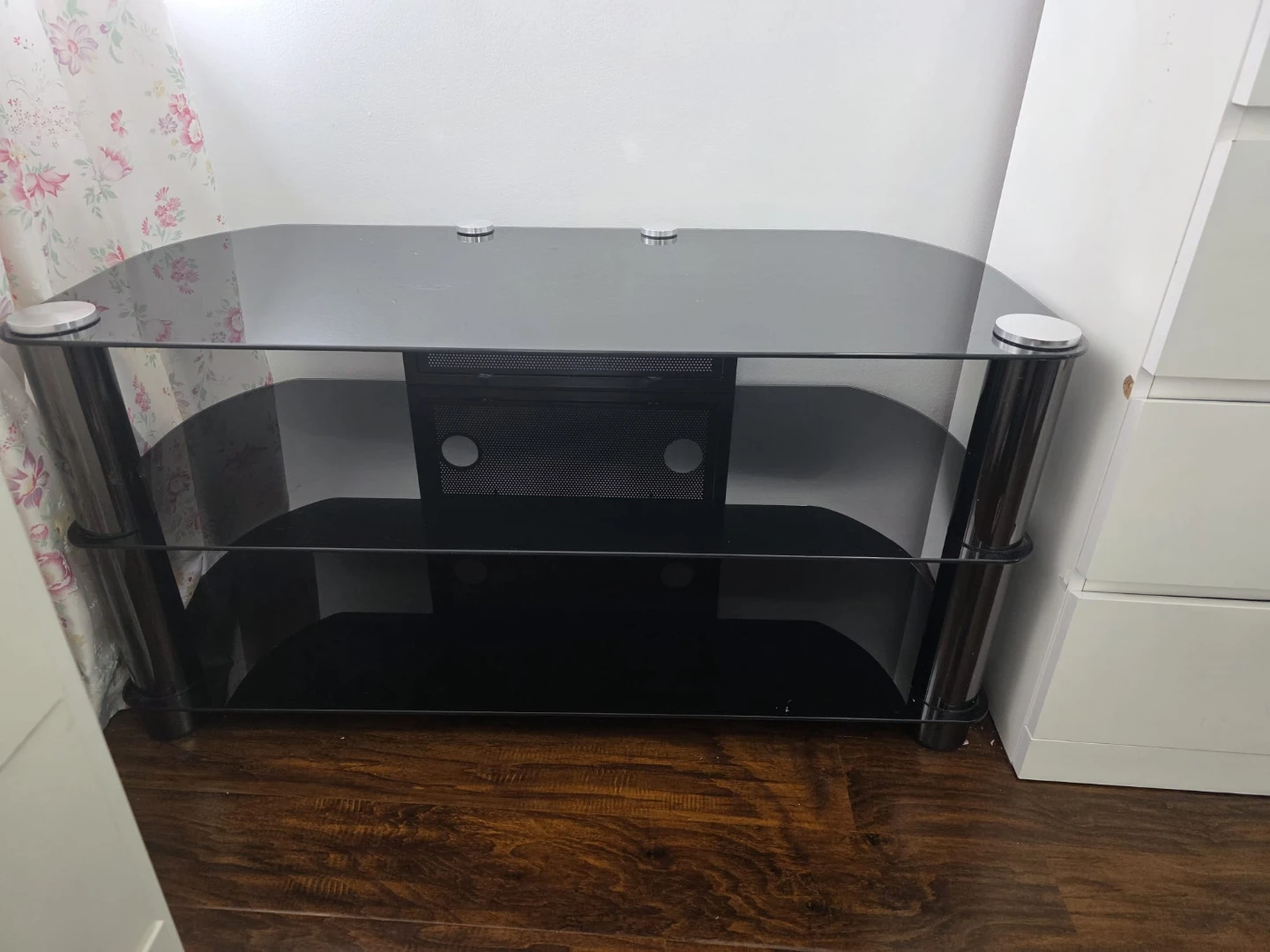 Black 3-Tier Glass TV Stand - photo 4