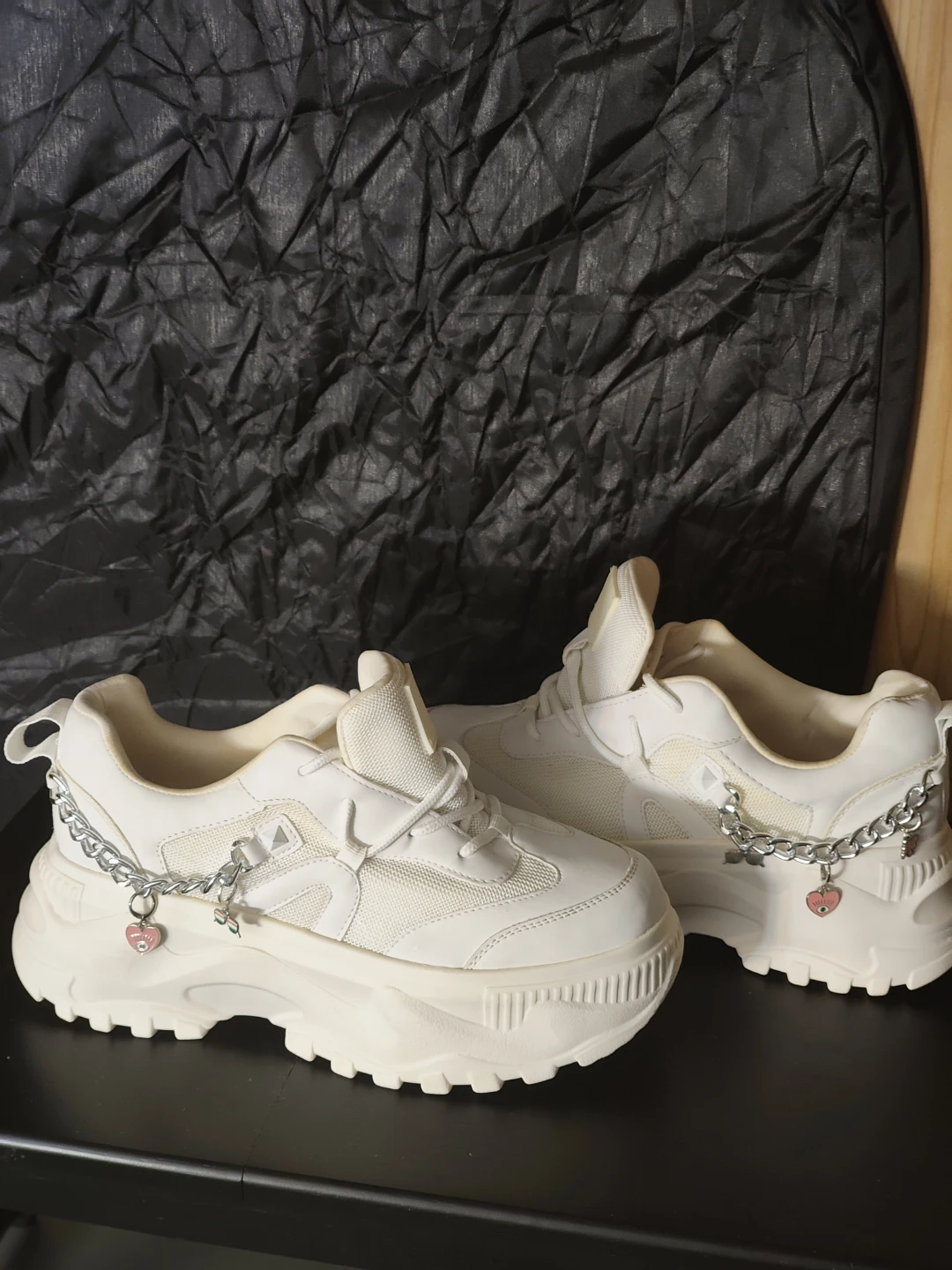 White Chunky Platform Sneakers with Charm Detailing - photo 2