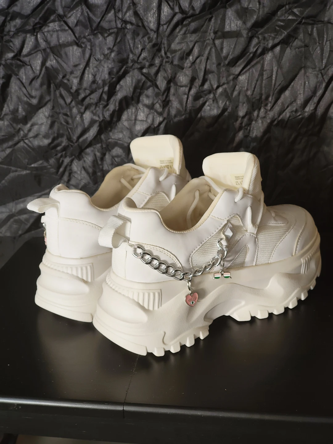 White Chunky Platform Sneakers with Charm Detailing - photo 5