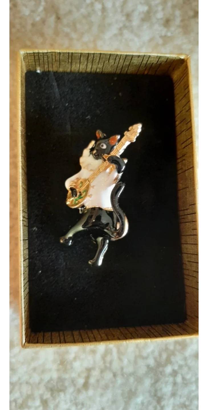 Enamel Cat Pin with Banjo - photo 2