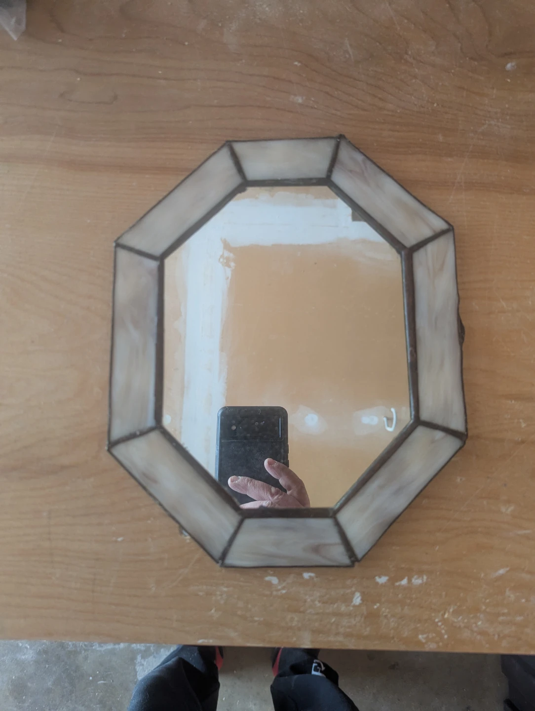 Octagon Shape Stained Glass Wall Mirror