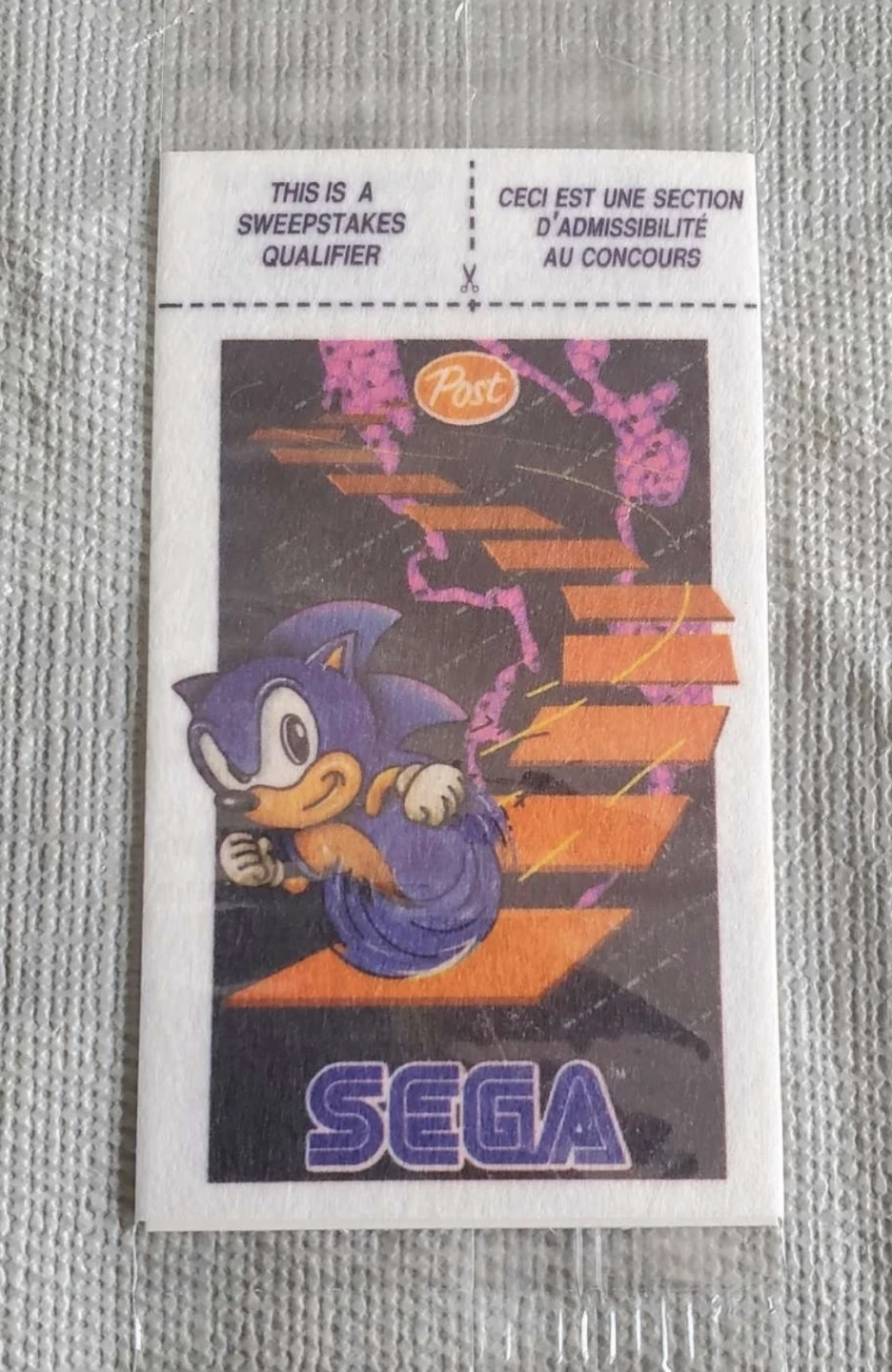 new sealed 90's sonic the hedgehog iron on post cereal 1