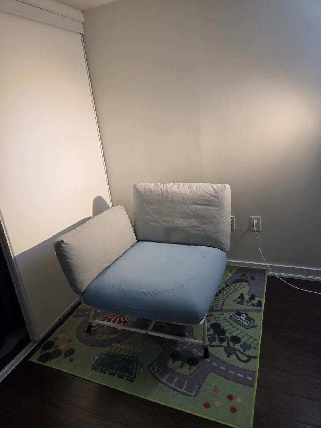 Ikea Blue Chair with Light Grey Pillows - photo 3