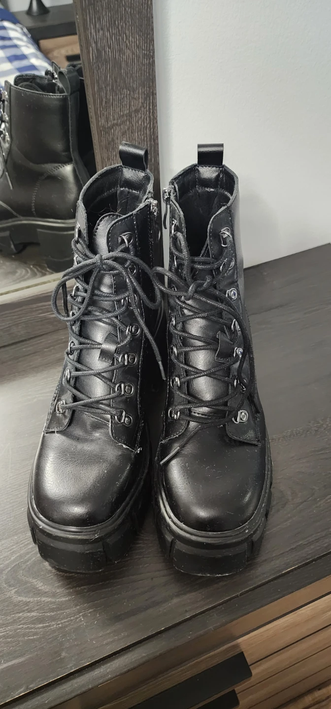 FITORY Black Platform Lace-Up Boots - photo 3