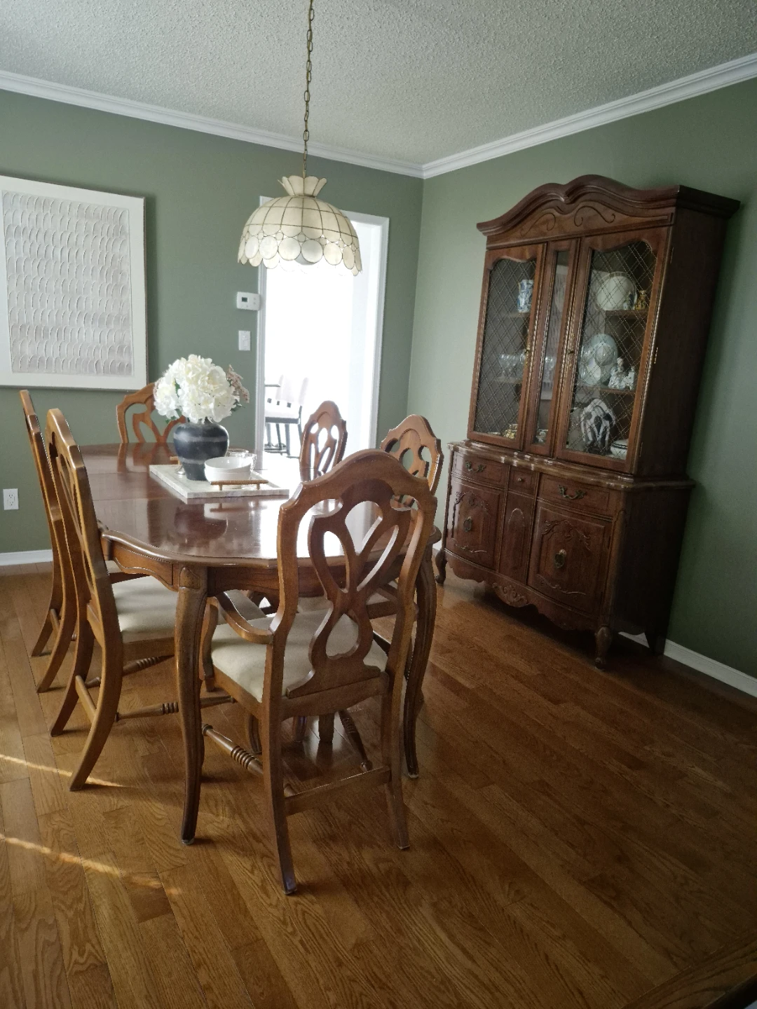 Antique Wooden China Cabinet with Glass Doors - photo 2
