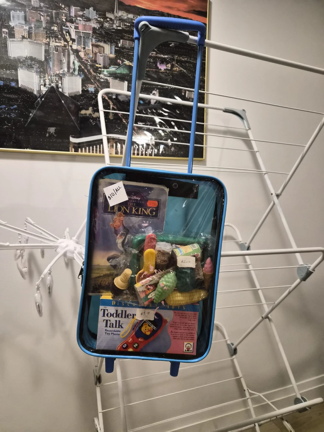 Blue Toddler Rolling tote bag with Toys