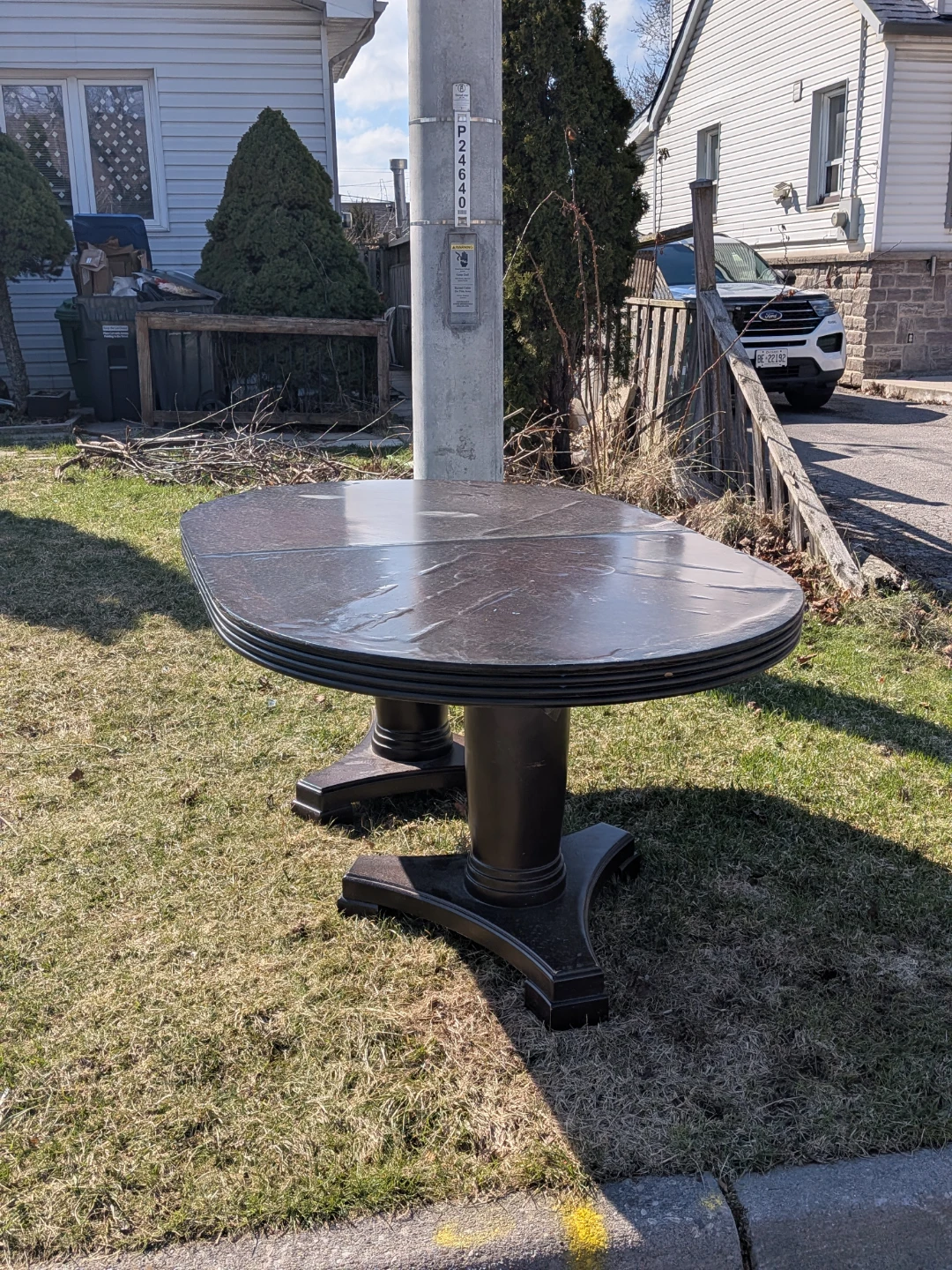 Freee Dark Wood Dining Table with Pedestal Base
