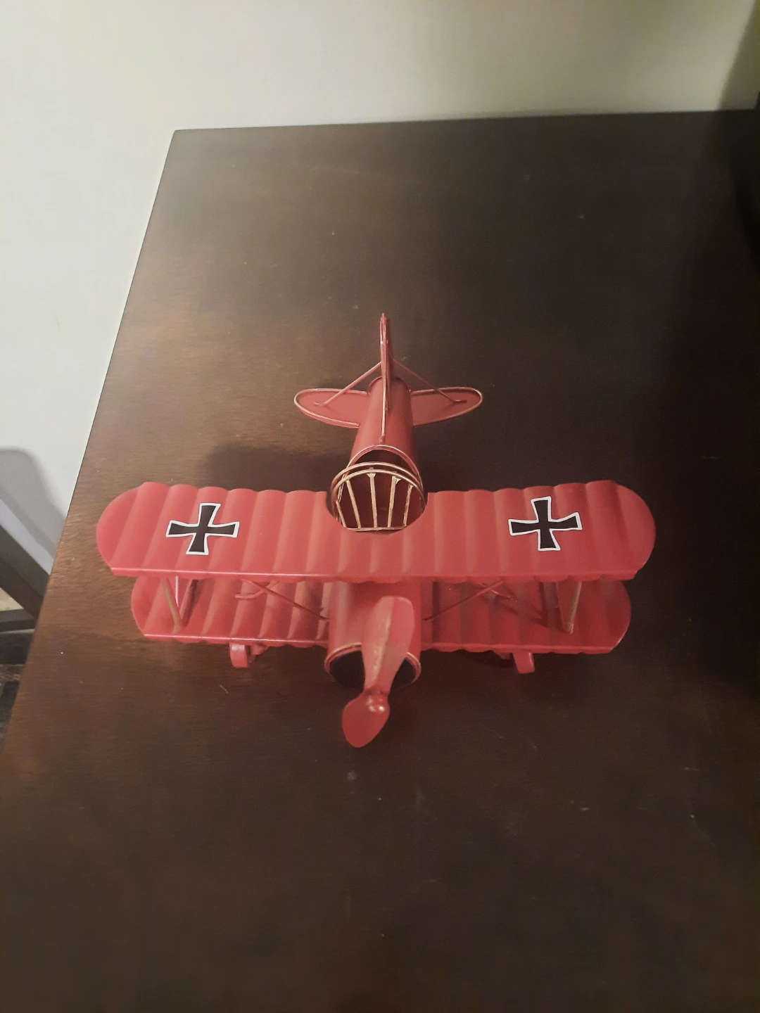 Red Biplane Metal Model 8 x 7 inches