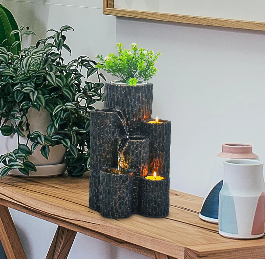 Log Style Indoor Water Fountain with LED Lights - photo 4