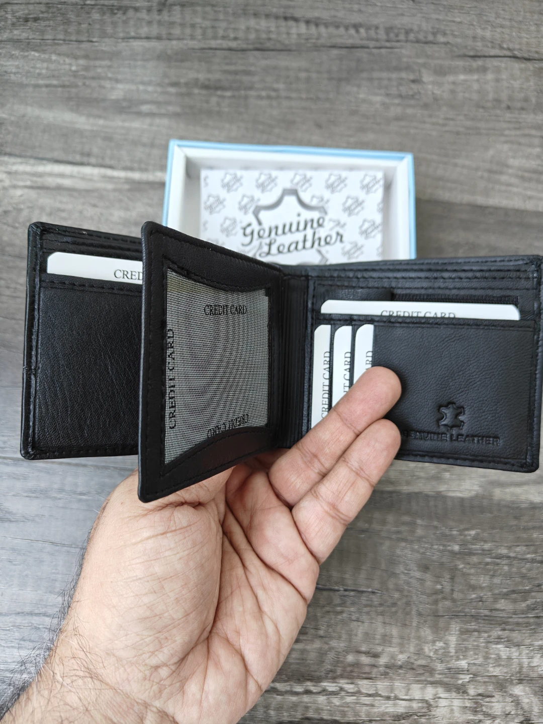 MUUCHIES Bi-Fold Genuine Leather Wallet - Black - photo 2