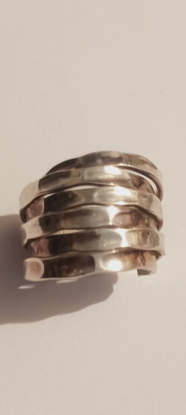 Gorgeous Sterling Silver 925 Mexico Stacked Design Ring.6.