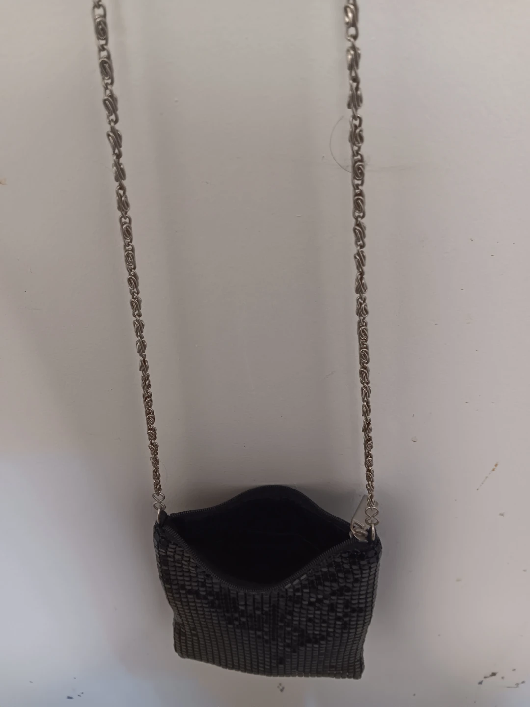 Black Mesh Evening Bag with Chain Strap - photo 2