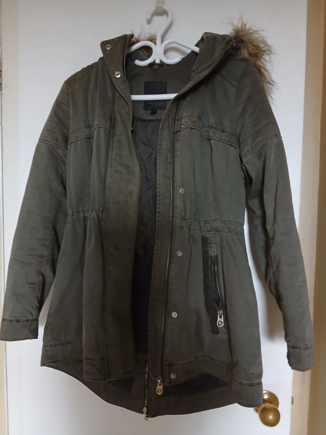 Spring/Fall Jacket with Faux Fur Hood