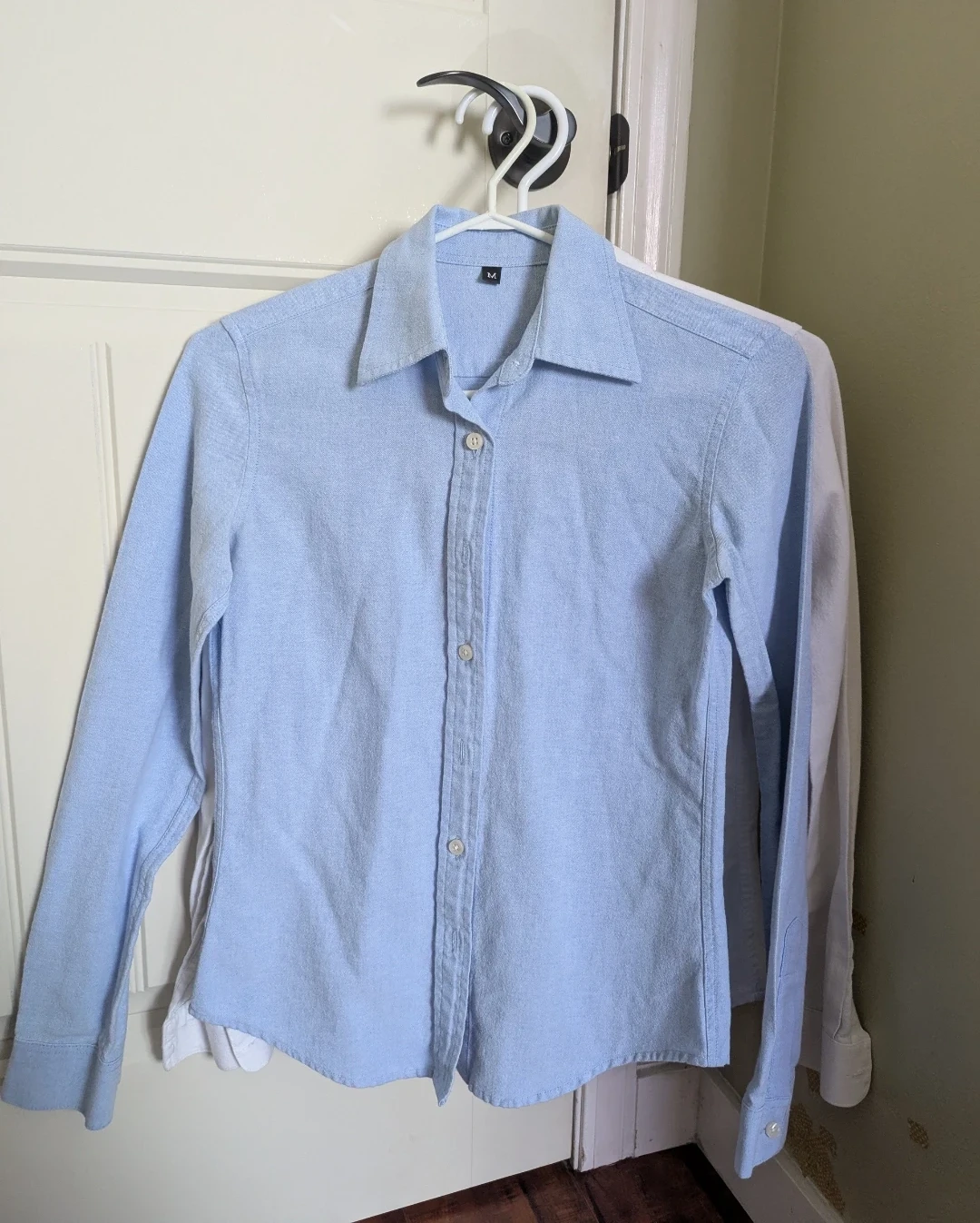 Blue and White Long Sleeve Button-Up Shirts