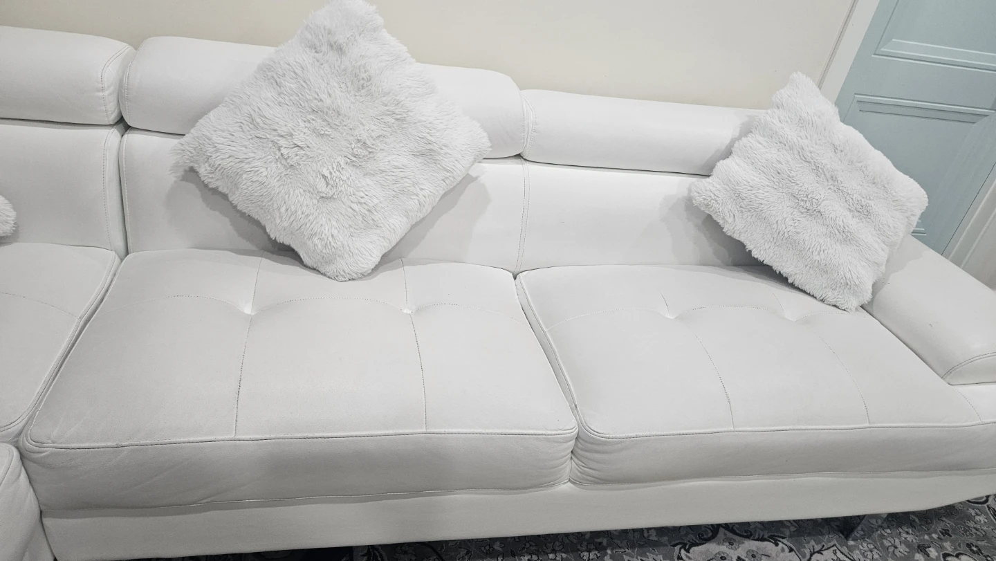White Sectional Sofa with Pillows - photo 2