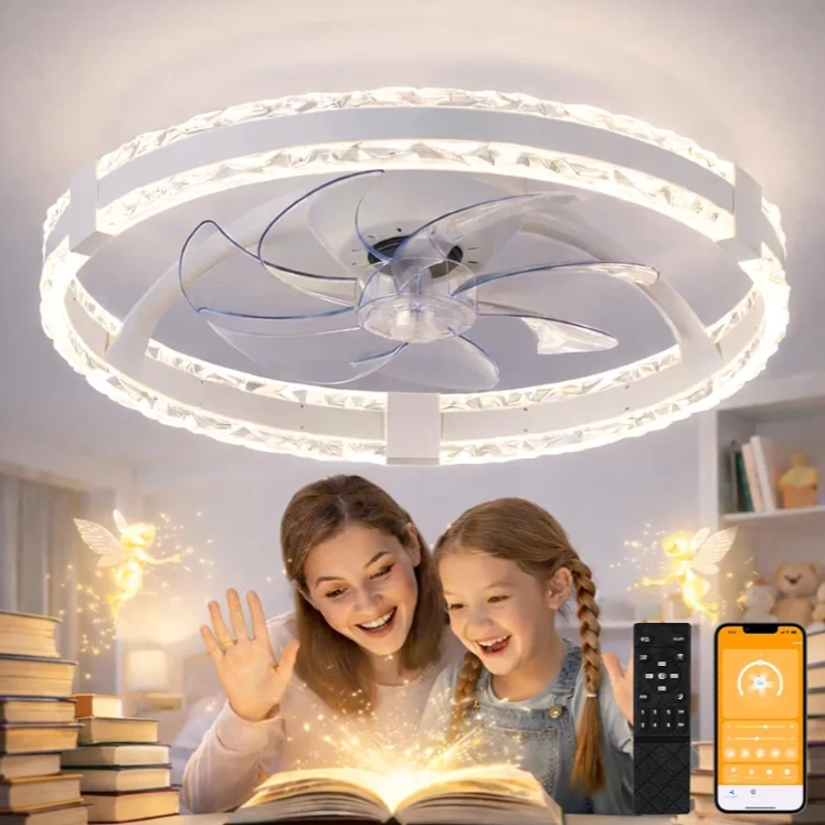 Reversible White Ceiling Fan with Stepless Dimmable Lighting