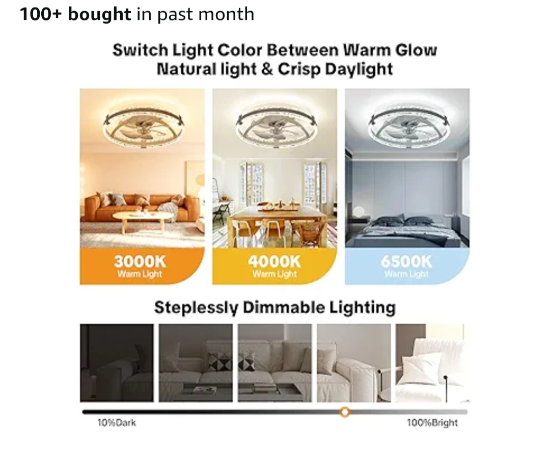 Reversible White Ceiling Fan with Stepless Dimmable Lighting - photo 3