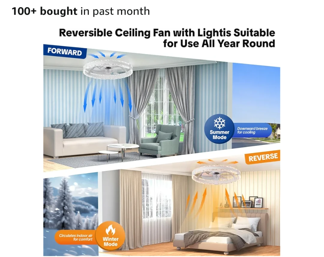 Reversible White Ceiling Fan with Stepless Dimmable Lighting - photo 4