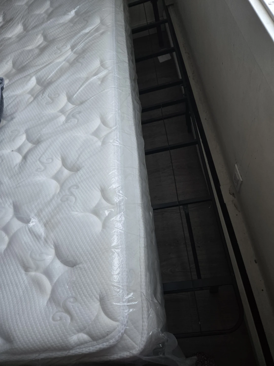 White Queen Size Mattress and Iron Frame