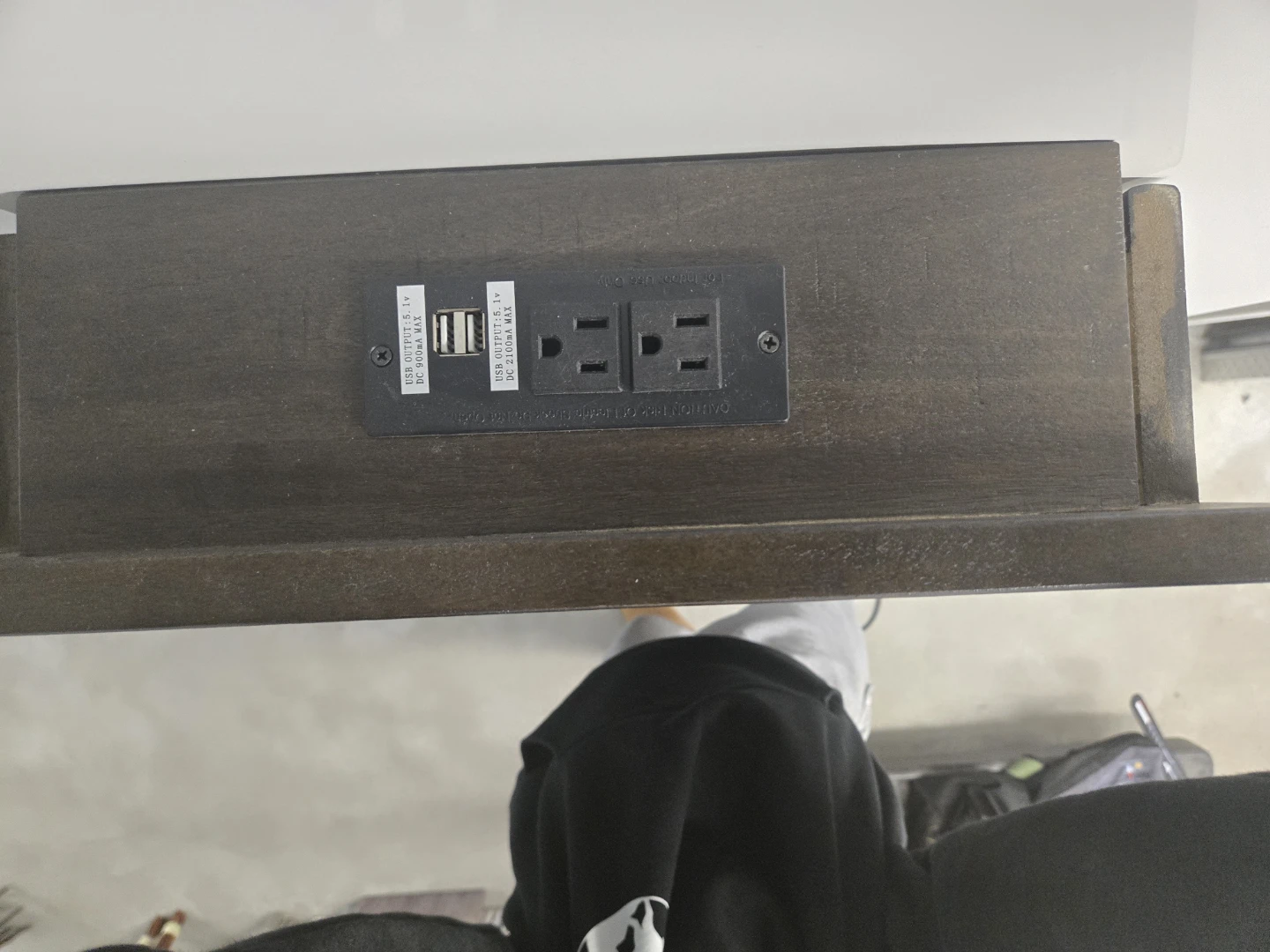 Dark Wood Bar with Built-in Outlets and USB Ports and 3 stools - photo 4