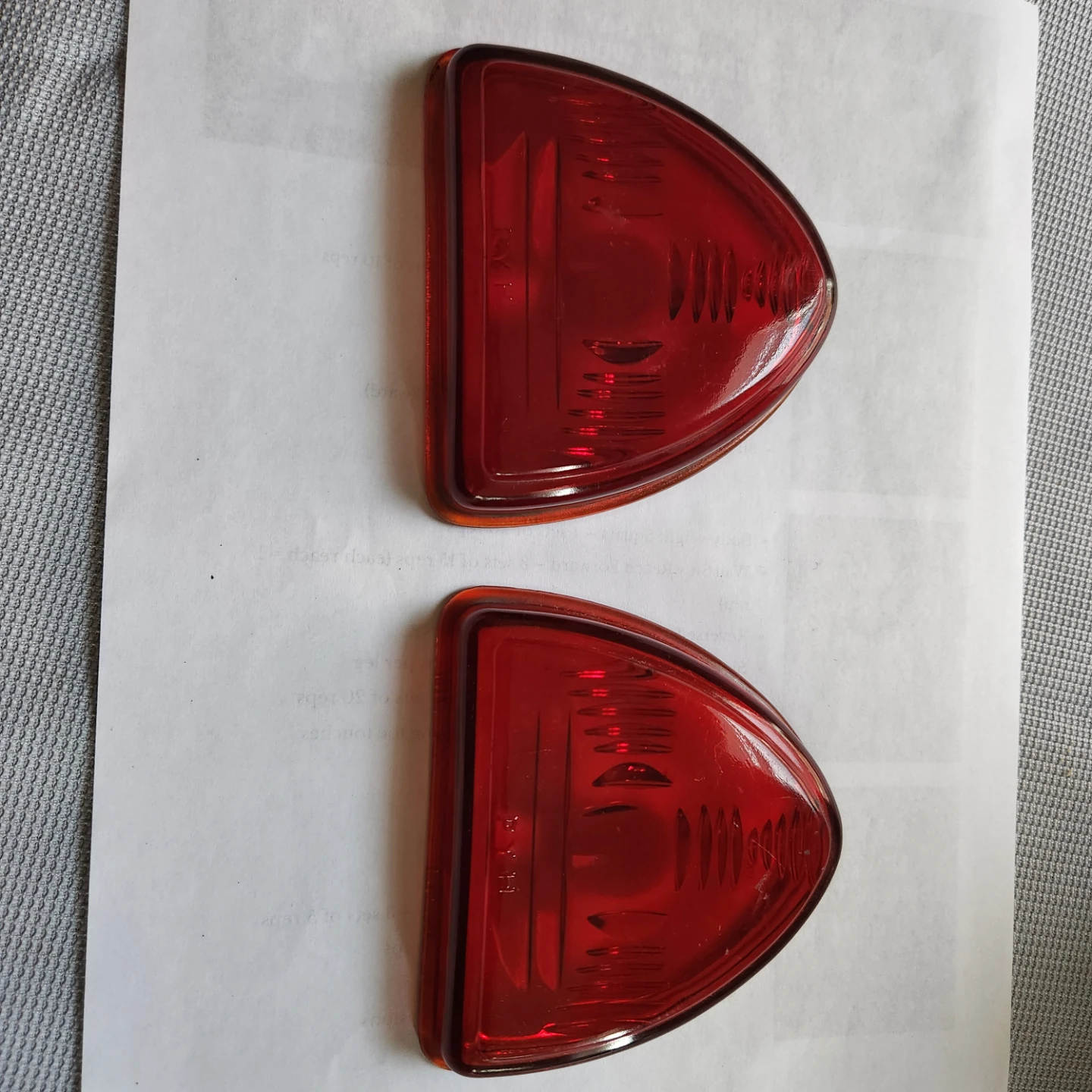 1946 1947 1948 Plymouth Red Tail Light Lenses (2x)