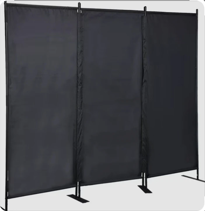 3-Panel Black Room Divider Screen