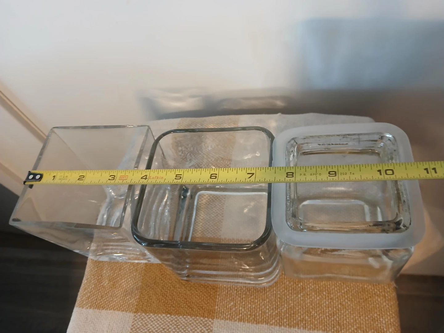 Set of 3 Clear Glass Square Vases/Containers. Pick up only. - photo 2