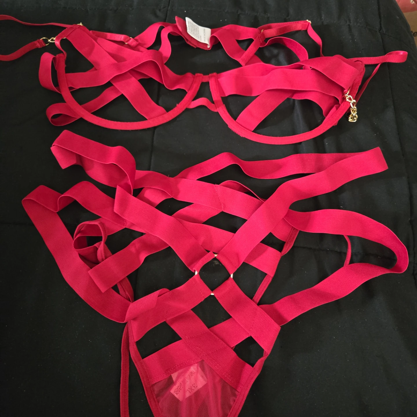 Red Strappy Lingerie Set