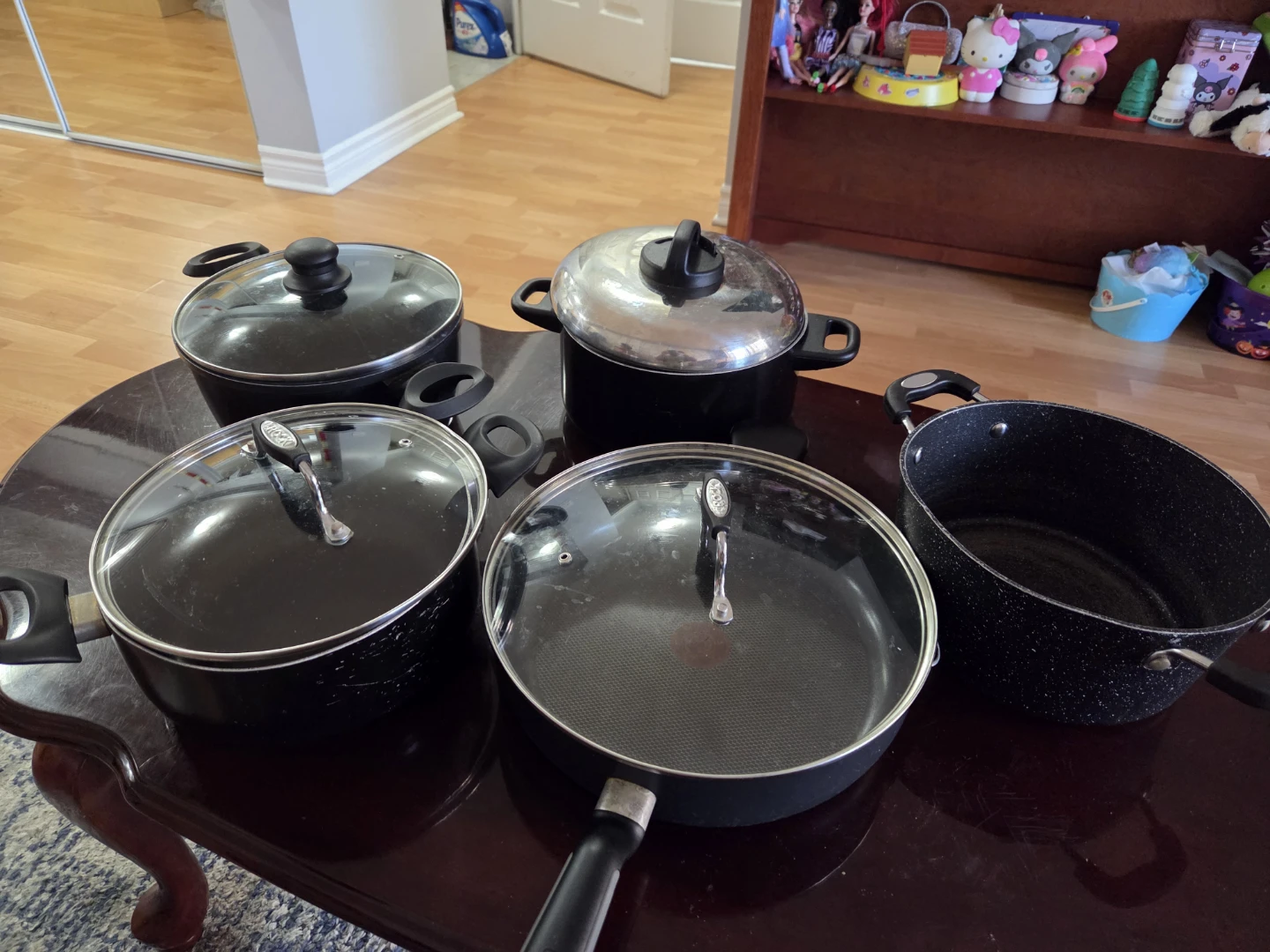 Set of 5 Black Pots and Pans
