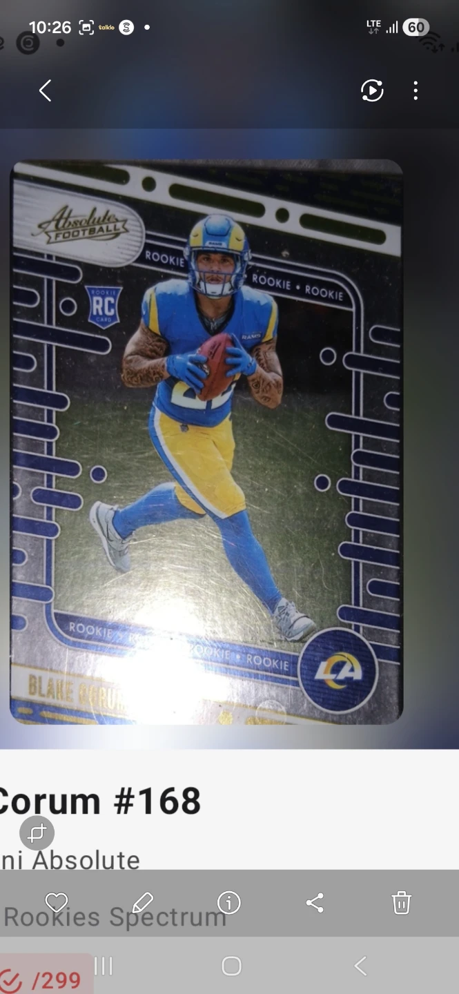 Absolute Football Rookie Card - Corum #168