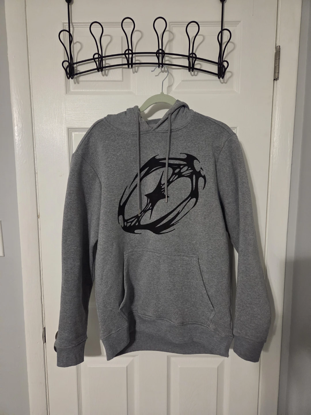 Grey Hoodie with Black Graphic Design