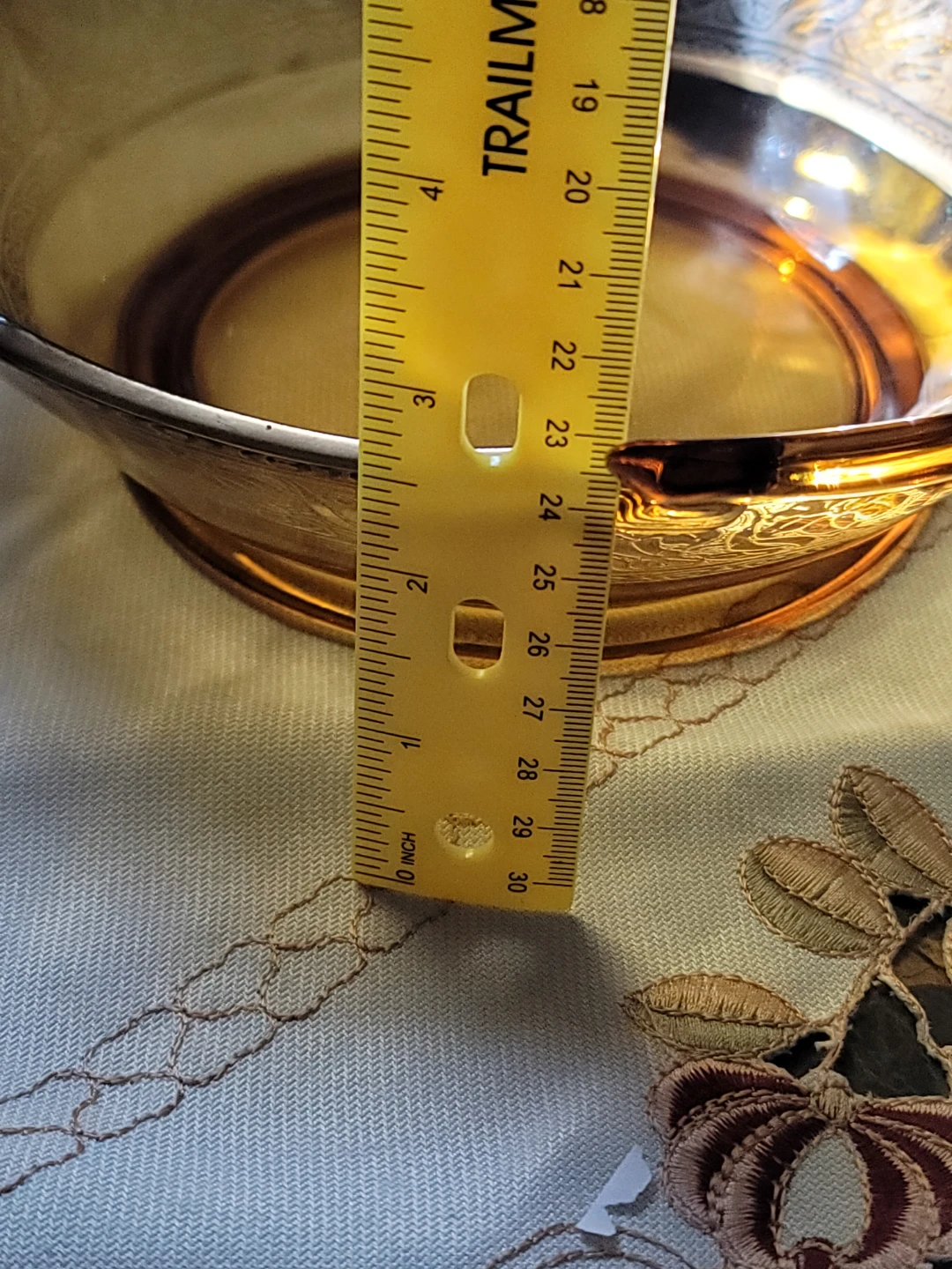 Amber Glass Serving Bowl with Handles - photo 2